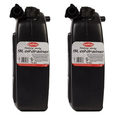 2x Heavy Duty Plastic Waste Car Van Oil Drain Draining Can Tray Bottle 9L