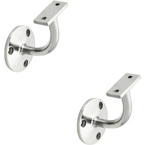 2x Heavyweight Handrail Bannister Bracket 80mm Projection Polished Chrome