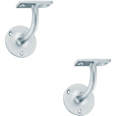 2x Heavyweight Handrail Bannister Bracket 80mm Projection Satin Chrome