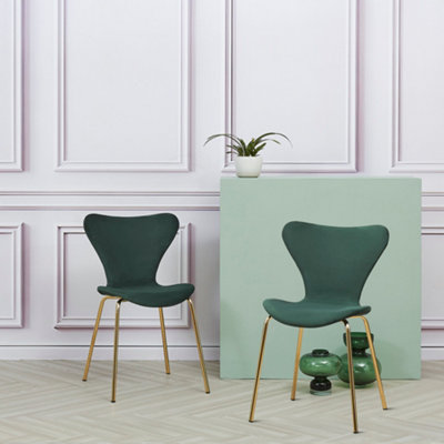 Green velvet dining chairs store with gold legs