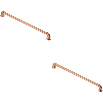 2x Industrial Pipe Design Door Pull Handle 320mm Fixing Centres Satin Copper Price Comparisons | Compare The Build