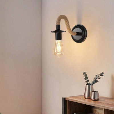 2X Industrial Wall Light Rotatable Indoor Rope Wall Lamp E27 Hallway ...