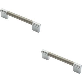 2x Keyhole Bar Pull Handle 140 x 14mm 128mm Fixing Centres Satin Nickel & Chrome