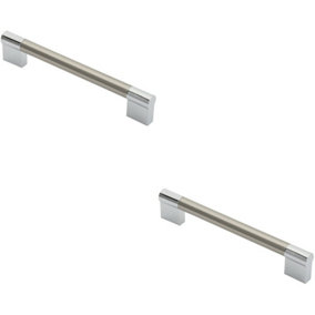 2x Keyhole Bar Pull Handle 172 x 14mm 160mm Fixing Centres Satin Nickel & Chrome