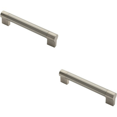 2x Keyhole Bar Pull Handle 185 x 22mm 160mm Fixing Centres Satin Nickel & Steel Price Comparisons | Compare The Build