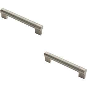 2x Keyhole Bar Pull Handle 185 x 22mm 160mm Fixing Centres Satin Nickel & Steel
