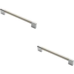 2x Keyhole Bar Pull Handle 204 x 14mm 192mm Fixing Centres Satin Nickel & Chrome