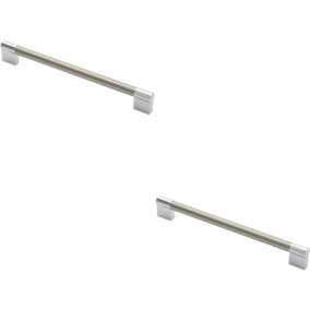 2x Keyhole Bar Pull Handle 236 x 14mm 224mm Fixing Centres Satin Nickel & Chrome