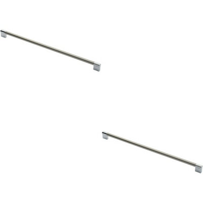 2x Keyhole Bar Pull Handle 460 x 14mm 448mm Fixing Centres Satin Nickel & Chrome