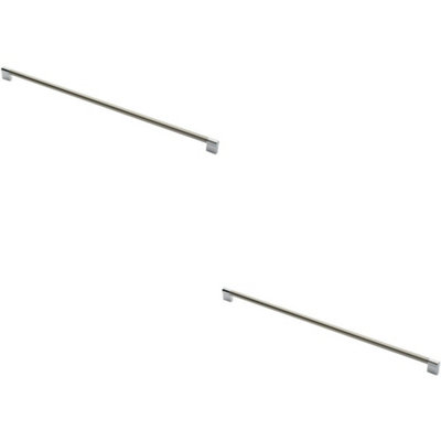 2x Keyhole Bar Pull Handle 588 x 14mm 576mm Fixing Centres Satin Nickel & Chrome