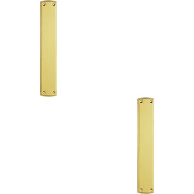 2x Large Ornate Door Finger Plate with Stepped Border 382 x 65mm Polished Brass