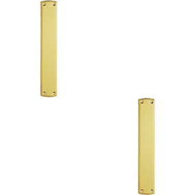 2x Large Ornate Door Finger Plate with Stepped Border 382 x 65mm Polished Brass