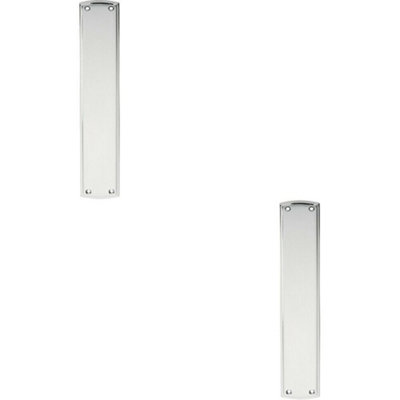 2x Large Ornate Door Finger Plate with Stepped Border 382 x 65mm Polished Chrome