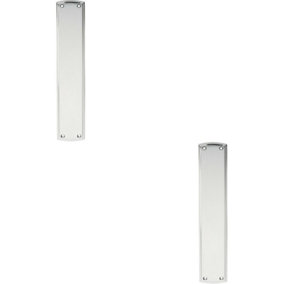 2x Large Ornate Door Finger Plate with Stepped Border 382 x 65mm Polished Chrome