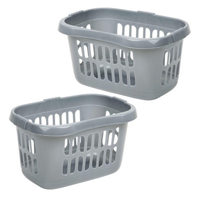 2X Large Plastic Silver Hipster Laundry Baskets For Laundry Rooms