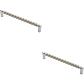 2x Larged Round Bar Mitred Door Handle 325 x 19mm Polished Chrome Satin Nickel