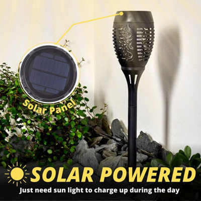 2X LED Solar Lights Powered Garden Lights Solar Powered Waterproof Torch Patio Lights - 3