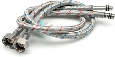 Pack Of 2 Flexible Pipe Tap Connector Stainless Steel Braided Hose M10