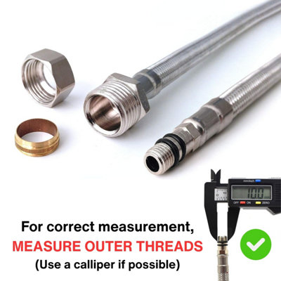 2x M10 (10mm) x 15mm Compression (600mm long) Flexible Tap Connector Flexi Pipe for Monobloc Mixer Taps (Available in 4 Lengths