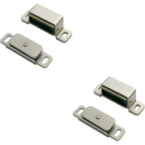 2x Magnetic Cupboard Door Catch 37mm Fixing Centres 6kg Pull Nickel Plated