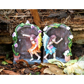 2x Mini Fairy Door Garden Ornaments