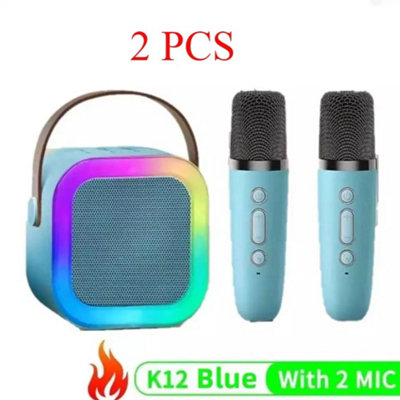 2x Mini Karaoke Machine Kids with 2 Microphone Portable Bluetooth ...