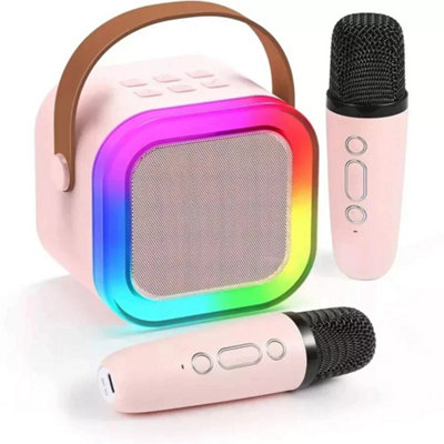 2x Mini Karaoke Machine Kids with 2 Microphone Portable Bluetooth ...