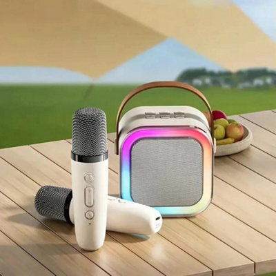 2x Mini Karaoke Machine Kids with 2 Microphone Portable Bluetooth ...