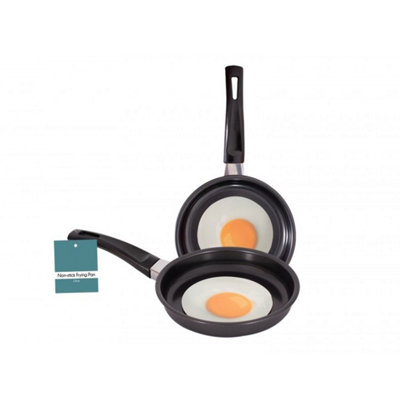 2x Mini Non Stick Frying Pans One Egg Small 14.5cm Gas Elec Induction