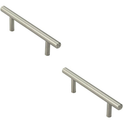 2x Mini Round T Bar Pull Handle 100 x 8mm 64mm Fixing Centres Satin Nickel Price Comparisons | Compare The Build