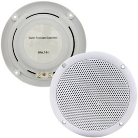 2x Moisture Resistant Ceiling Speakers 80W 16Ohm 5" Kitchen Bathroom 2 Way Loud