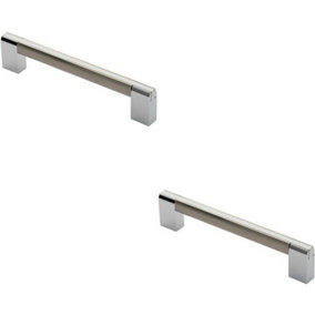 2x Multi Section Straight Pull Handle 160mm Centres Satin Nickel Polished Chrome