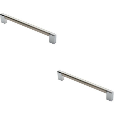 2x Multi Section Straight Pull Handle 224mm Centres Satin Nickel Polished Chrome