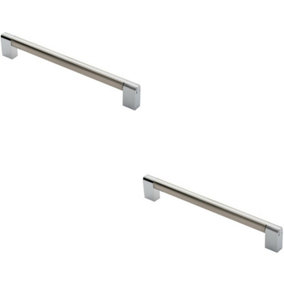 2x Multi Section Straight Pull Handle 224mm Centres Satin Nickel Polished Chrome