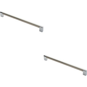 2x Multi Section Straight Pull Handle 320mm Centres Satin Nickel Polished Chrome