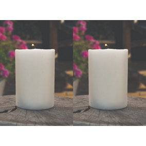 2x Natural Citronella Outdoor Pillar Candle Wind Resistant Garden Candle 38H