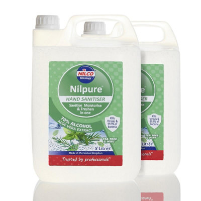 2x Nilco Nilpure Moisturising Fragranced Tea Tree and Mint Hand Sanitiser - 5L