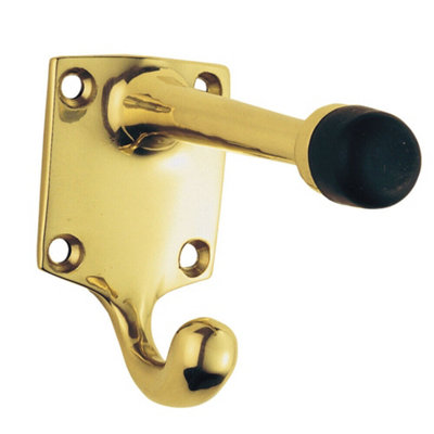 2x One Piece Hat & Coat Hook with Rubber Buffer 88mm Projection ...