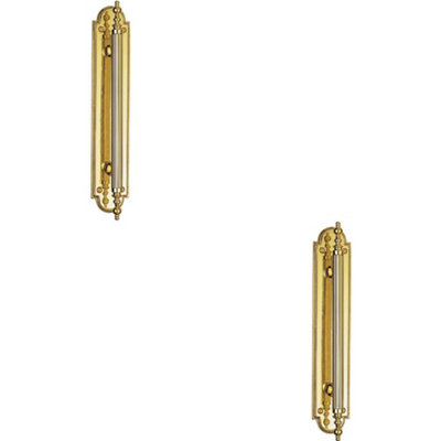 2x Ornate Textured Door Pull Handle 229 x 29mm Fixing Centres Polished Brass