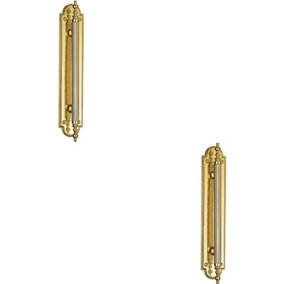 2x Ornate Textured Door Pull Handle 229 x 29mm Fixing Centres Polished Brass
