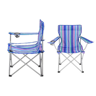 2x Outdoor Garden Patio Camping Lightweight Blue and White Striped ...
