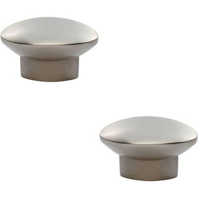 2x Oval Cupboard Door Knob 41 x 20mm 24mm Proj Satin Nickel Cabinet Handle Price Comparisons | Compare The Build