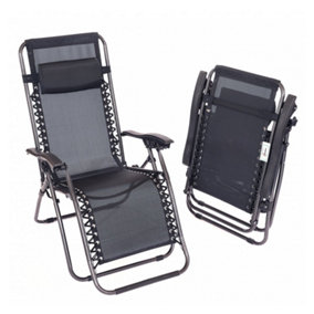 2x Oypla Folding Reclining Garden Deck Chair Sun Lounger Zero Gravity