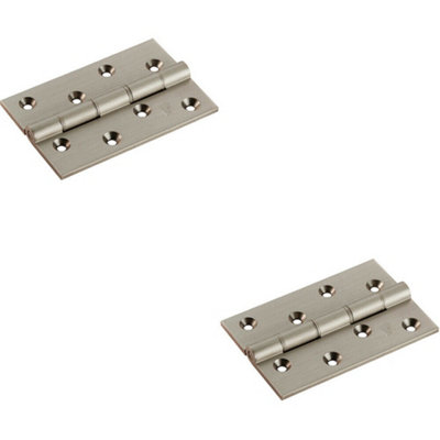 2x PAIR 102 x 67 x 4mm Brass Washered Butt Hinge Satin Nickel Internal Door Price Comparisons | Compare The Build