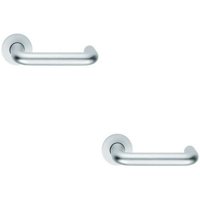 2x PAIR 19mm Round Bar Safety Lever on Round Rose DDA Compliant Satin Aluminium