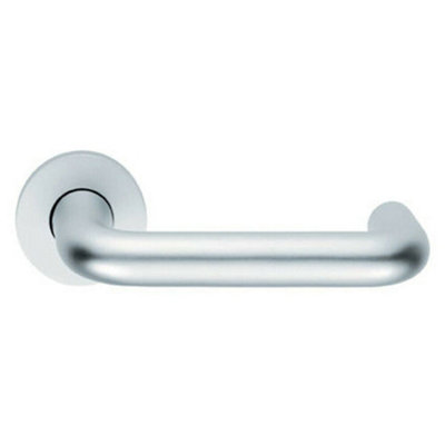 2x PAIR 19mm Round Bar Safety Lever on Round Rose DDA Compliant Satin ...