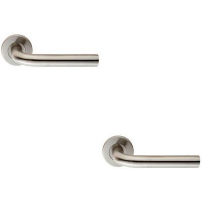 2x PAIR 19mm Straight Round Bar Handle on Round Rose Concealed Fix Satin Steel Price Comparisons | Compare The Build