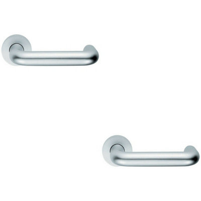 2x PAIR 22mm Round Bar Safety Lever on Round Rose DDA Compliant Satin Aluminium