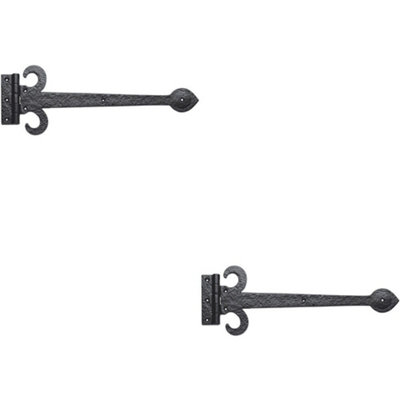 2x PAIR 305mm Ornate Sword T Hinge Black Antique Internal Decorative