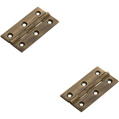 2x PAIR 64 x 35 x 2mm Cabinet Hinge Antique Brass Small Cupboard Door